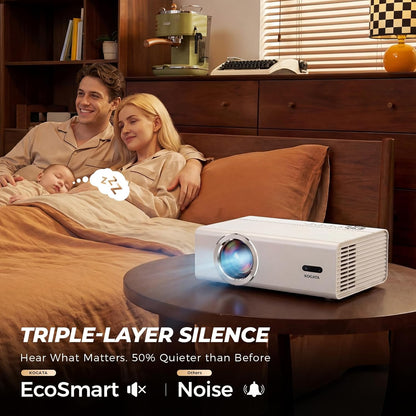 Smart Projector with Wifi and Bluetooth, Proyector-4K Support Official Licensed Apps, 2000 ANSI/AI Auto Focus/50W Dolby/Hdr10+/Quiet,  Portable Indoor/Outdoor Movie Projector Ceiling