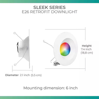 6 In. Wi-Fi Smart 12-Watt 1100 Lumens Thin Recessed Retrofit LED Sleek Series Light Kit/Google, Wet Rated (12-Pack)