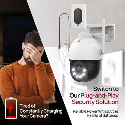 10CH Wifi6 NVR W/10.1 In. Monitor, 1TB Flash Drive and 3Mega Pixel Pan-Tilt Floodlight Cameras Audio Siren (4 Pan-Tilt)