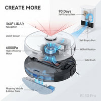 Robot Vacuum and Mop Combo, 6000Pa Robotic Vacuum with Mapping, Self-Emptying Station for 90 Days Hands-Free Cleaning, Lidar Navigation,Wi-Fi/App/Alexa Voice Control, for Carpets&Hard Floors — How It Works