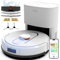 Robot Vacuum and Mop Combo, 6000Pa Robotic Vacuum with Mapping, Self-Emptying Station for 90 Days Hands-Free Cleaning, Lidar Navigation,Wi-Fi/App/Alexa Voice Control, for Carpets&Hard Floors