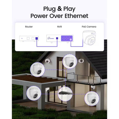 4K Ultra HD 8-Channel 8MP Poe 2TB NVR Security Camera System with 8-Wired Poe IP Cameras, Smart Human Vehicle Detection