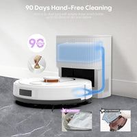 Robot Vacuum and Mop Combo, 6000Pa Robotic Vacuum with Mapping, Self-Emptying Station for 90 Days Hands-Free Cleaning, Lidar Navigation,Wi-Fi/App/Alexa Voice Control, for Carpets&Hard Floors