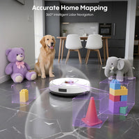 Robot Vacuum and Mop Combo, 6000Pa Robotic Vacuum with Mapping, Self-Emptying Station for 90 Days Hands-Free Cleaning, Lidar Navigation,Wi-Fi/App/Alexa Voice Control, for Carpets&Hard Floors